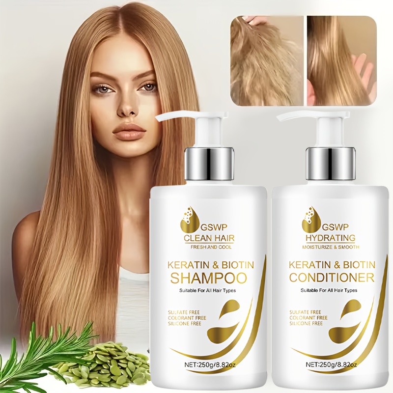 Keratin Treatment Set - GSWP Keratin Biotin Shampoo & Conditioner,